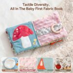 WOODEN TEETHER Babybuch Stoffbuch mit Spiegel – Interaktives Fühlbuch für Babys 0–6 Monate – Bild 6