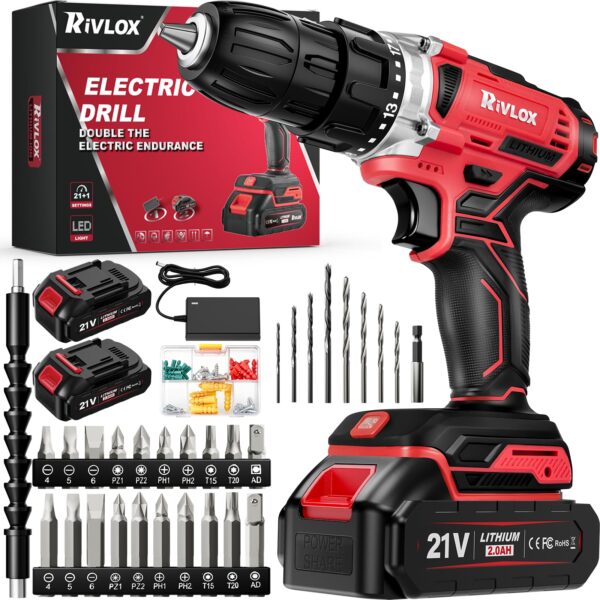 Rivlox 20V Akku-Bohrschrauber Set mit 35Nm & 2x2000mAh – Komplettset für DIY & Reparaturen