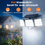 GEARLITE 4er Set Solarlampen mit Bewegungsmelder – 3500 LM LED Wandfluter IP65 für Garten & Garage – Bild 8