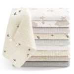 Bearmoss 10er Set Baby Musselin Waschlappen 25x25cm – 100% Baumwolle Spucktücher
