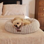 FUKUMARU Orthopädisches Hundebett 64x64 cm – Memory-Schaum Donut-Design in Kamel – Bild 7