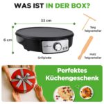 NutriChef Crepe Maker 30 cm elektrisch – Antihaft-Platte mit Temperaturregelung für perfekte Crepes – Bild 3