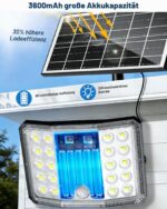 Giliwosy 3600mAh Solarlampe mit Fernbedienung – 136 LED, 210° Bewegungsmelder für Aussenbereich – Bild 3