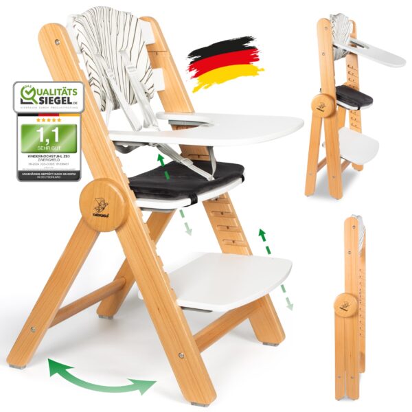 ZWERGHELD® Premium Kinderhochstuhl ZS3 – Mitwachsend bis 90kg, ab 6 Monaten