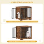 Hzuaneri Hundebox Möbel 69 cm mit 2 Türen – Vintage Hundekaefig & Beistelltisch – Bild 5