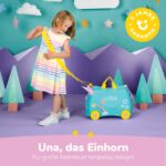 TRUNKI Una Einhorn Kinderkoffer 18L – Befahrbarer Hartschalen-Trolley mit Rollen – Bild 5