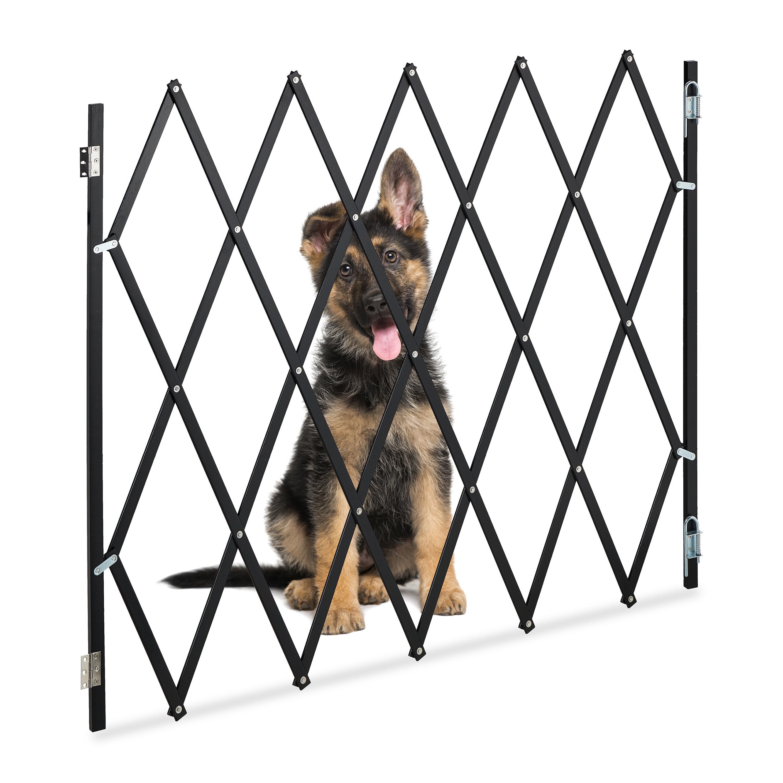 Relaxdays Hundeabsperrgitter ausziehbar 17–130 cm – Treppenschutzgitter aus Bambus