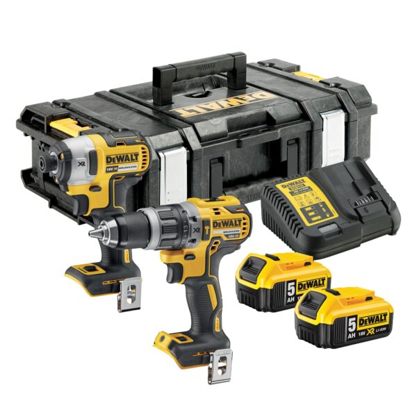 DEWALT 18V XR Brushless Combo-Kit – Schlagbohrschrauber & Schlagschrauber mit 2x5Ah Akkus