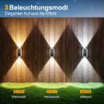SUNNMO Solar Wandleuchte Up & Down 4er-Set – IP65 Aussenleuchte mit 3 Lichtfarben – Bild 3