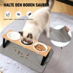 Xnqelerate Erhöhter Katzennapf 3er Set – Ergonomische Futterstation mit Keramik & Bambus – Bild 4