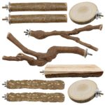Allazone 9er Naturholz Sitzstangen Set für Vögel – Papagei Spielzeug & Käfig Zubehör