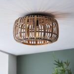 Lightbox Bambus Deckenlampe Ø 32 cm – Boho Deckenleuchte mit natürlichem Lichteffekt
