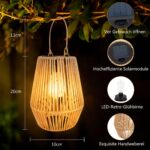 2er Set Rattan Solar Laternen für Aussen – Handgewebt mit IP65 Wasserdicht für Garten & Balkon – Bild 3