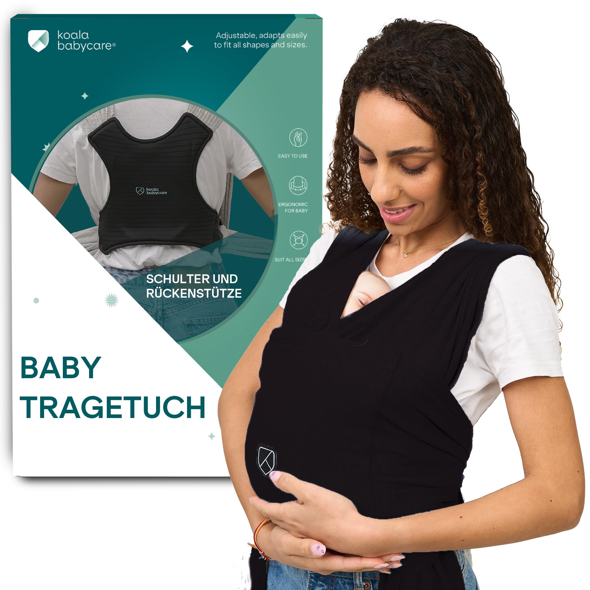 KOALA BABYCARE Elastisches Tragetuch – Ergonomische Babytrage für Neugeborene bis 15kg