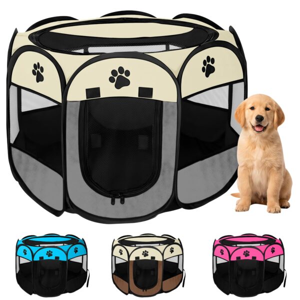 JUPPLIES Hundelaufstall 73x73x43cm – Faltbarer Laufstall aus Oxford-Gewebe für Hunde, Katzen & Kaninchen