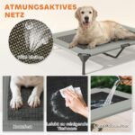 PawHut Hundeliege Outdoor 106x76x99cm mit abnehmbarem Dach – Erhöhtes Haustierbett für grosse Hunde – Bild 6