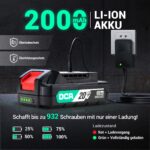 DCA 20V Bürstenloser Schlagbohrschrauber 55Nm – Profi-Akku-Bohrmaschine mit 2x2.0Ah – Bild 7