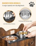 Hzuaneri Erhöhter Hundenapf 15cm – Doppel-Edelstahlnäpfe mit Spritzschutz für kleine & mittlere Hunde – Bild 4