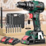 CEEIGOO Akkuschrauber Bürstenlos 21V – 2 x 2.0Ah Akkus, 42N.m, 2-Gang & LED für DIY