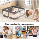 mloong Laufstall Baby 120x120x65cm mit Spielmatte – Sicheres Laufgitter für kleine Wohnungen – Bild 6