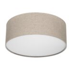 REV LED Deckenleuchte 30cm – Vintage Leinenstoff in Taupe für warmes Raumlicht