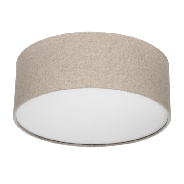 REV LED Deckenleuchte 30cm – Vintage Leinenstoff in Taupe für warmes Raumlicht