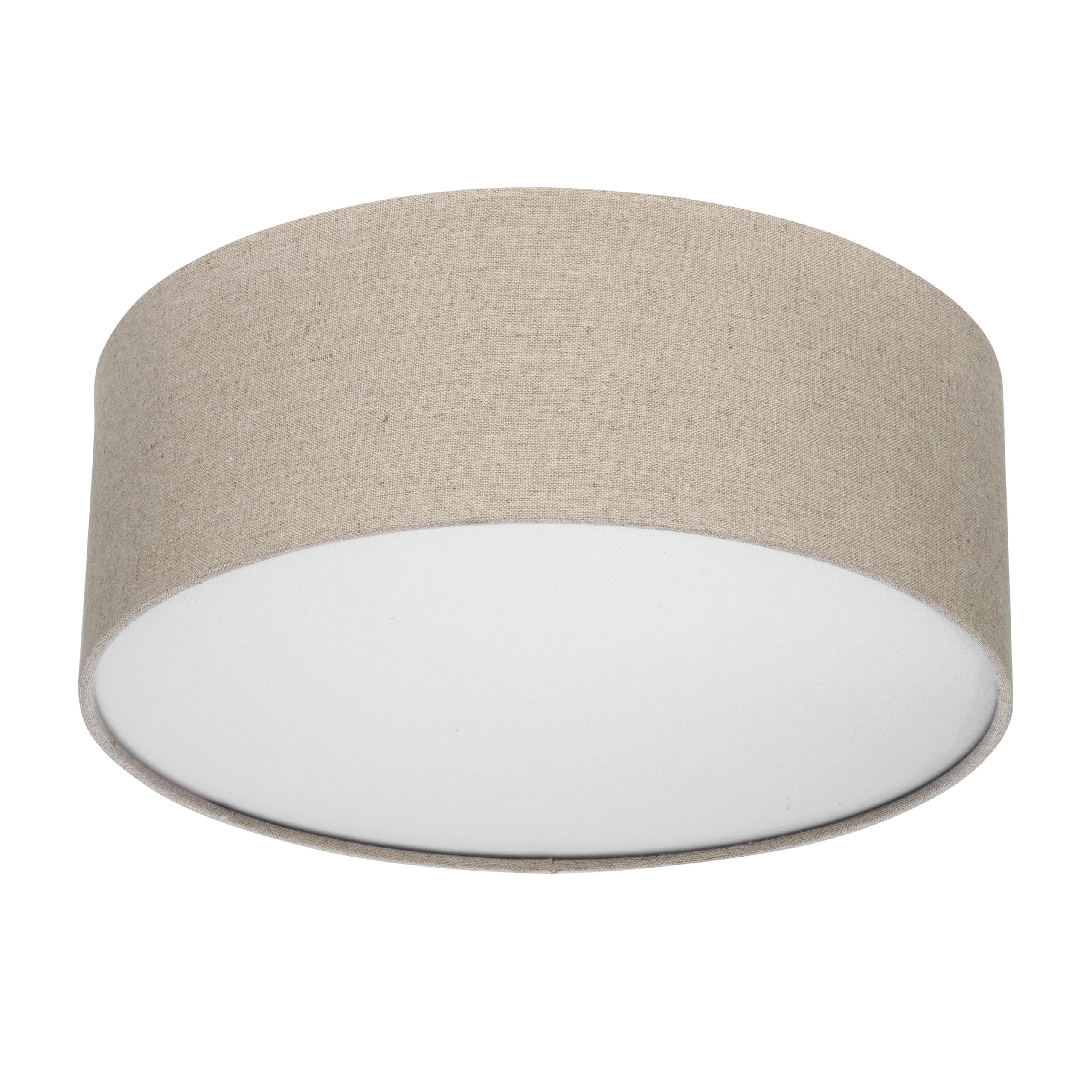 REV LED Deckenleuchte 30cm – Vintage Leinenstoff in Taupe für warmes Raumlicht
