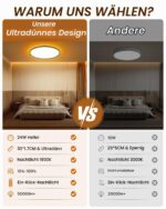 Tyreses LED Deckenleuchte Ø30cm 24W 2800LM – Ultra-flach 1,7cm mit Nachtlicht & Fernbedienung – Bild 5