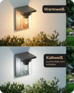 EDISHINE Außenwandleuchte E27 IP44 – Anthrazit Aluminiumgehäuse für Haustür & Garage – Bild 7