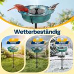 VIVOHOME 35 cm Vogeltränke mit Solarbrunnen – Grün, wetterfest & vogelfreundlich – Bild 4