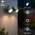 JNR Aussenwandleuchte Anthrazit mit 330° Doppel-Strahler – IP65 LED Wandlampe – Bild 3