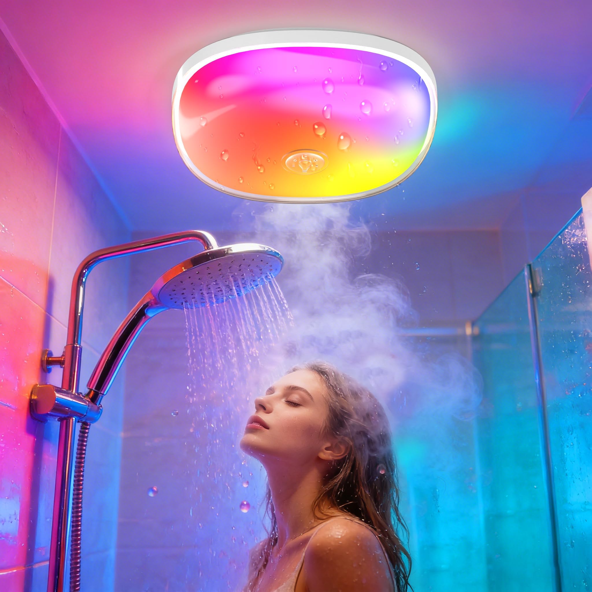 Gotopceed IP65 Wasserdichte Duschlampe mit 10.000mAh Akku – RGB Deckenleuchte ohne Bohren