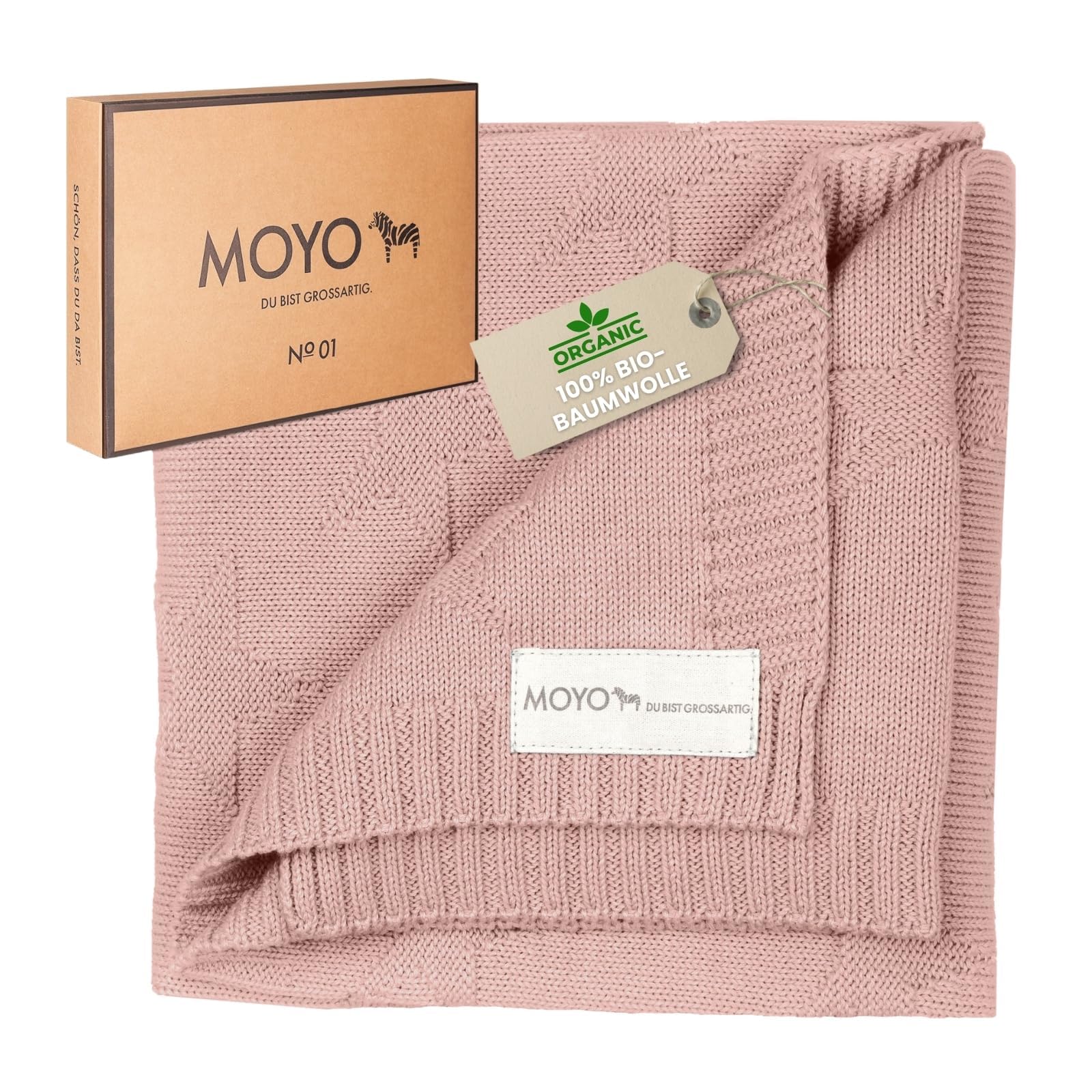 MOYO Babydecke Rosenquarz 70x90 cm – Atmungsaktive Baumwolldecke für Neugeborene