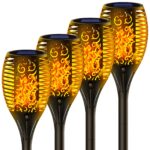 4er Set Solar Gartenfackeln mit 33 LED & Flammeneffekt – IP65 Solarleuchten für Außen
