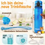 Funkelfuchs Trinkflasche 500ml Blau – 100% auslaufsicher & kohlensäuregeeignet für Kinder – Bild 2