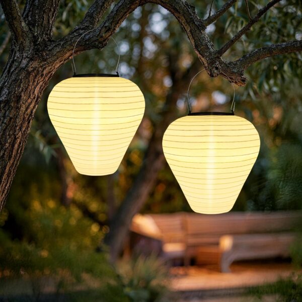 iShabao Solar Lampions 20 cm, 2 Stück – IP65 Wasserdicht Solarlaterne für Garten & Balkon