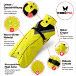 DOGOPAL Regenmantel Hund wasserdicht mit Reflektorstreifen – Gelber Hundemantel für alle Grössen – Bild 3