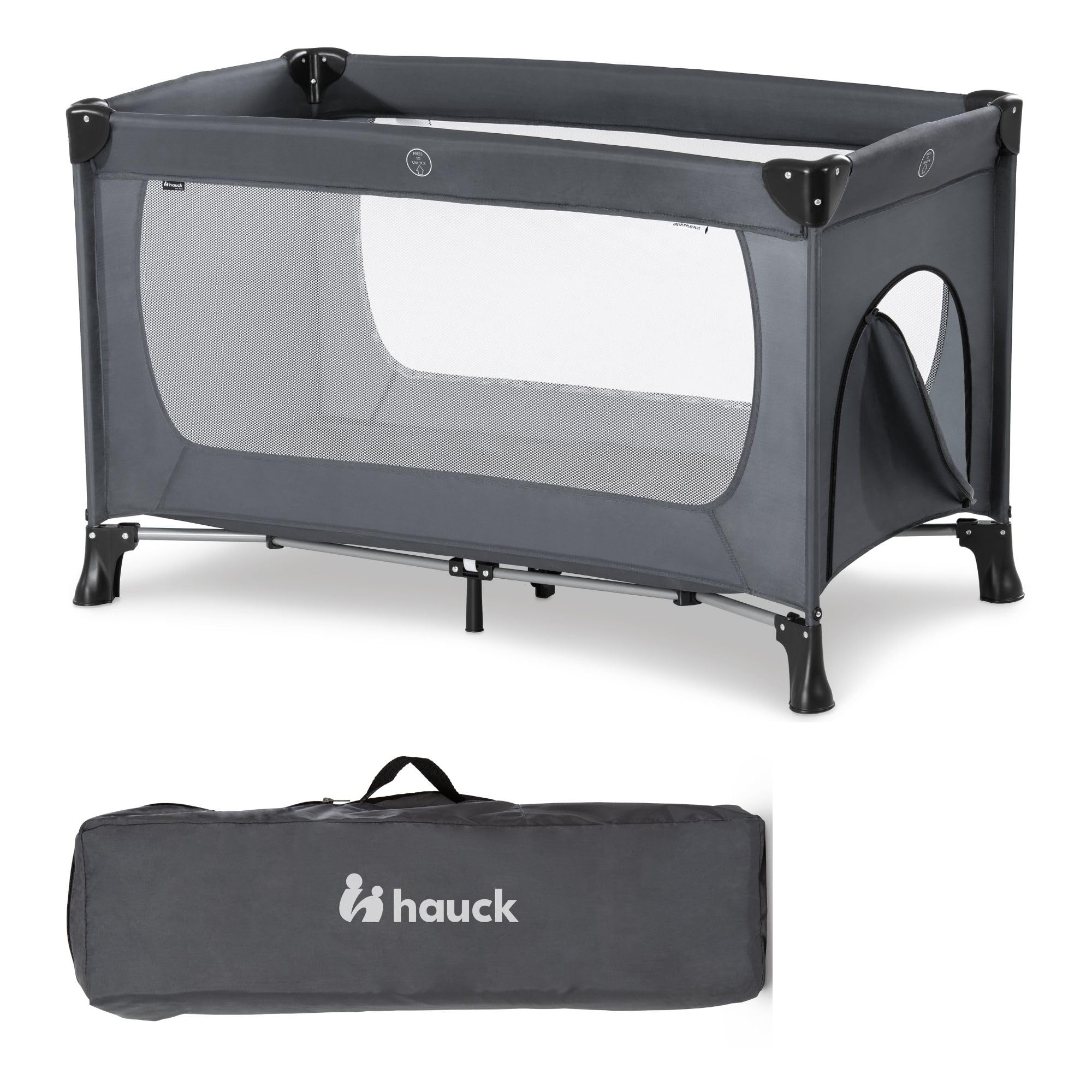 Hauck Reisebett Dream N Play Plus 120 x 60 cm – Faltbares Babybett mit Transporttasche