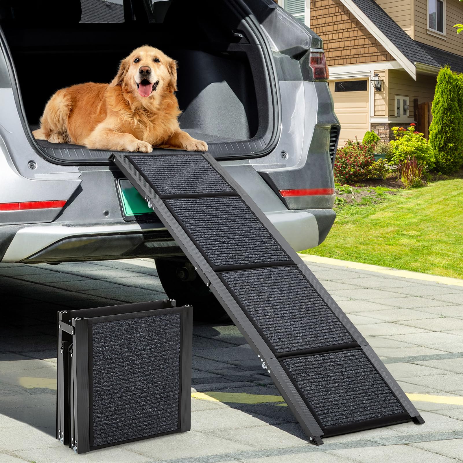 The Fellie Hunderampe 160 cm klappbar – Hundetreppe bis 110 kg für Auto & SUV