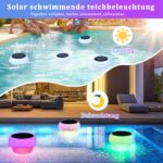 Solar-Poolbeleuchtung RGB+Kaltweiß – Schwimmende LED-Teichleuchte mit Fernbedienung & IP68 – Bild 3