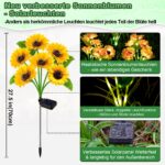 DooYard Solar-Sonnenblumen 4er Set mit 24 Blüten – LED Gartenstecker wasserdicht – Bild 2