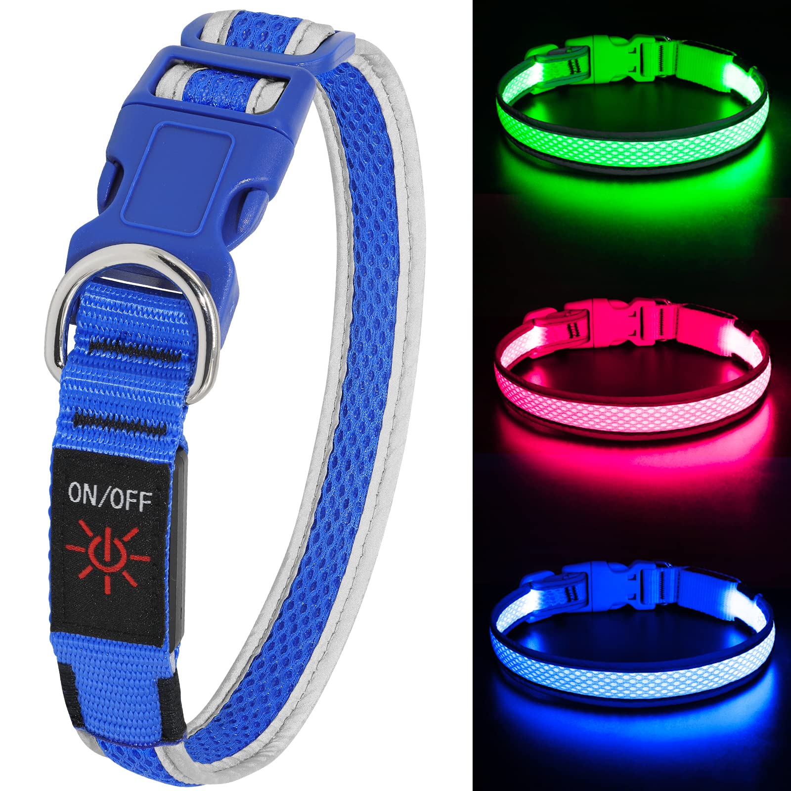 Colaseeme LED-Leuchthalsband Hund M – USB-C aufladbar, 3 Leuchtmodi, wasserdicht