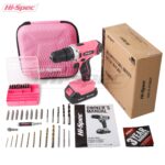 Hi-Spec 18V Akkubohrschrauber Pink – Profi-Bohrmaschine mit 58tlg Bitset für Holz, Metall & Mauerwerk – Bild 7