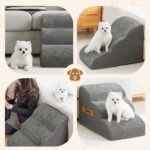 ROMROL Hundetreppe 3 Stufen – Gelenkschonende Haustiertreppe mit Memory-Schaum & rutschfestem Boden – Bild 4