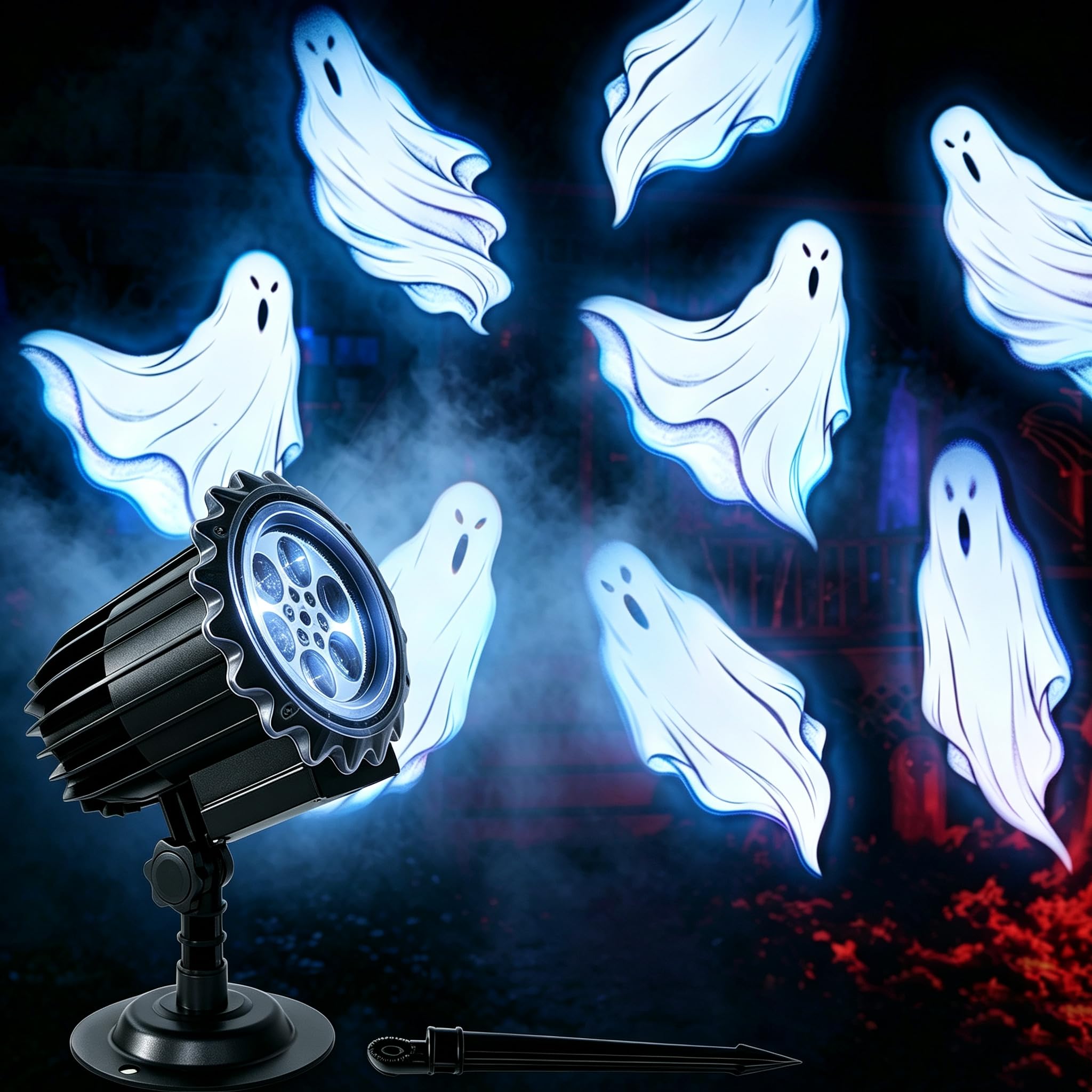 3D Halloween Projektor Outdoor – Dynamische Geistereffekte mit LED-Technologie für Haus & Garten