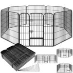 tectake Welpenauslauf 80 cm – 8er Gitter Freigehege faltbar für Hunde, Kaninchen & Kleintiere