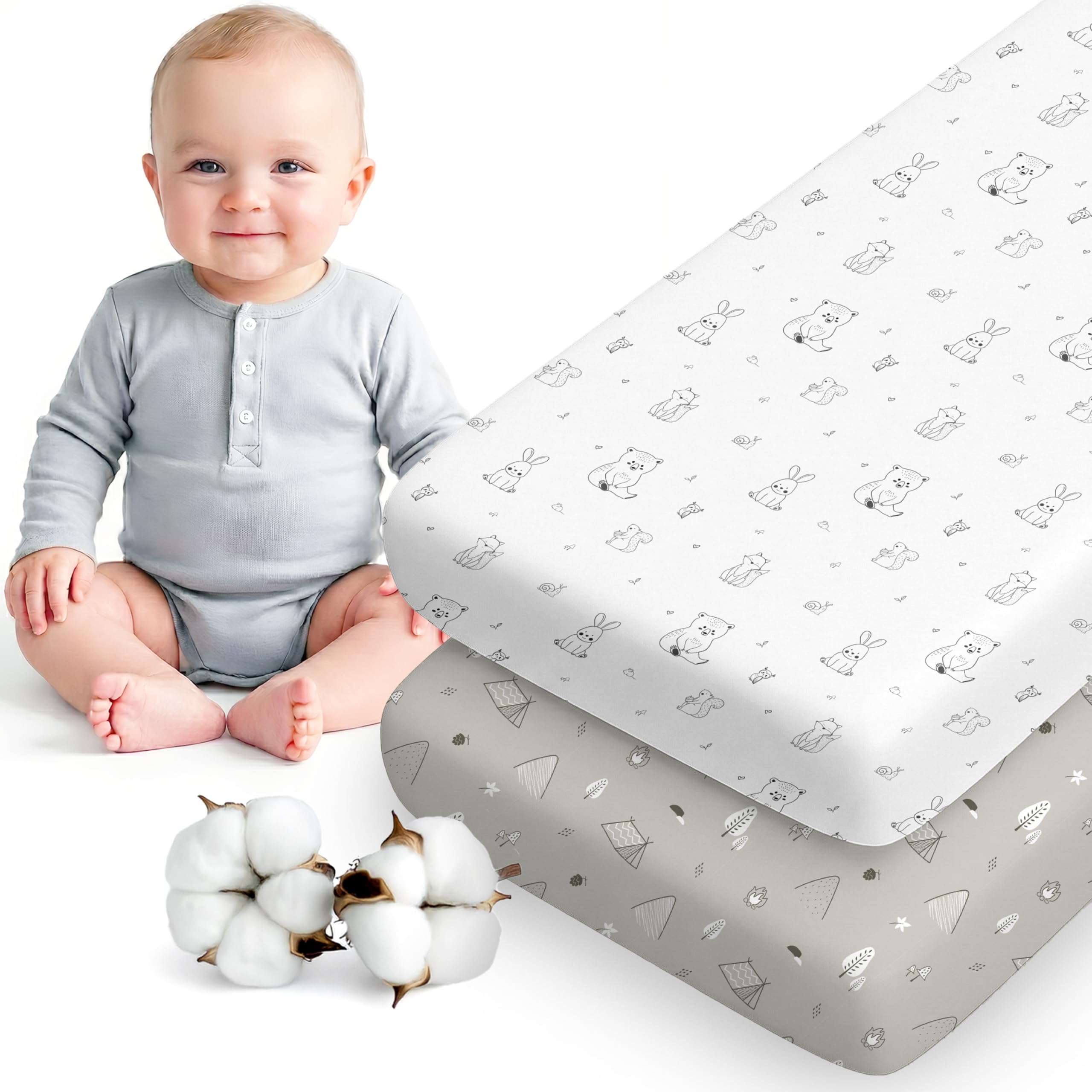 Dreamzie 2er Set Spannbettlaken 70x140 cm – Oeko-Tex Baumwolle für sicheren Babyschlaf