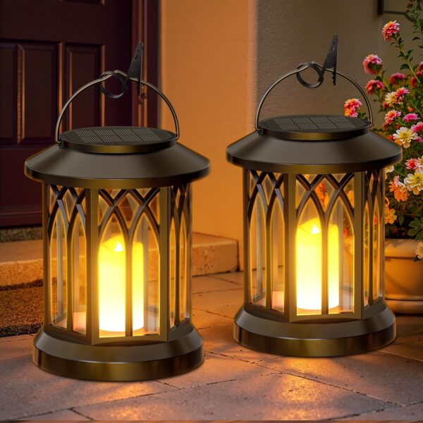 GEARLITE Solar Laternen 2er Set – Kerzenform LED Solarleuchten mit Flammeneffekt für Garten & Balkon