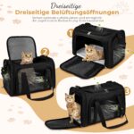 Lohofrnny Transporttasche für Katzen & kleine Hunde – faltbar, bis 8 kg, Schwarz – Bild 5