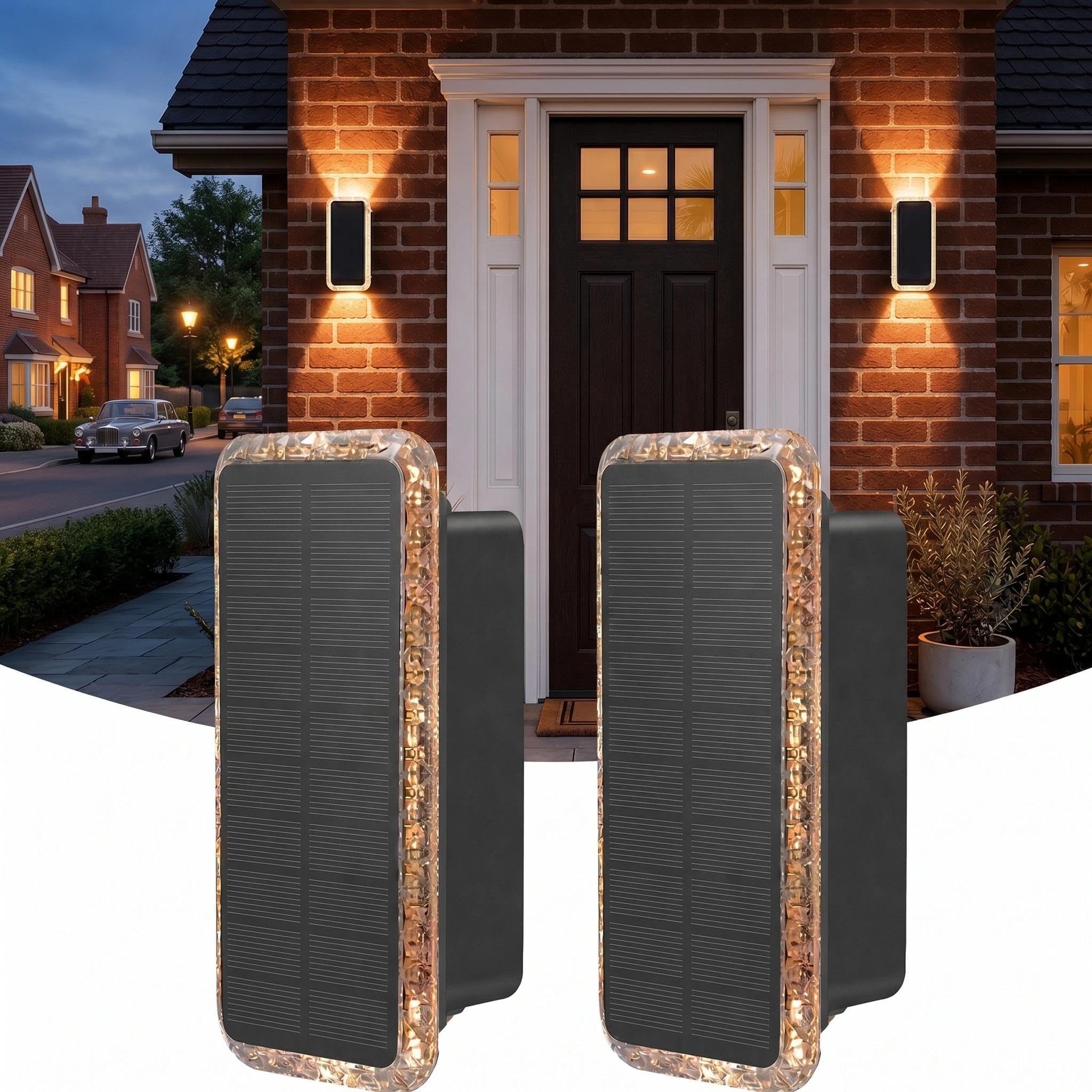 vighep Solar Wandleuchte 2er-Set – Up & Down Leuchte mit 5 Farbtemperaturen, IP65 wasserdicht